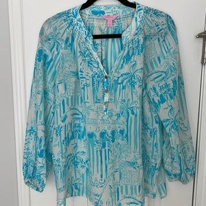 Blue & White Lilly Pulitzer Elsa Top M